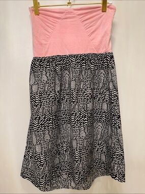 Roxy Pink Strapless Dress with Black-and-White Zebra Print
